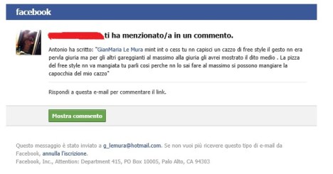 comento ineducato su facebook